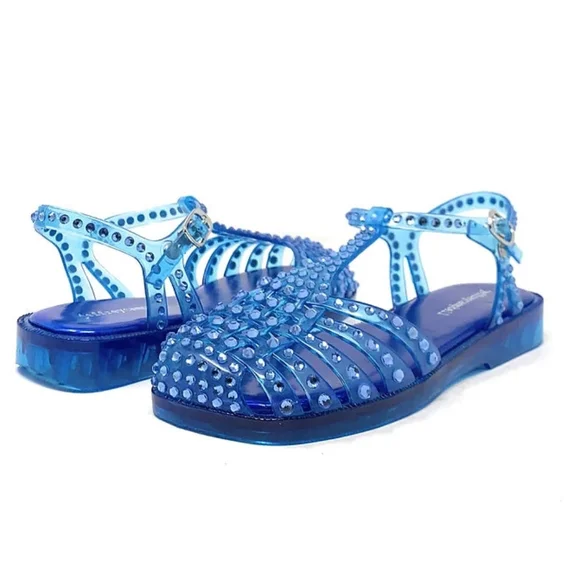 JEFFREY CAMPBELL Rhinestone Jelly Sandals 8 - Picture 1 of 10